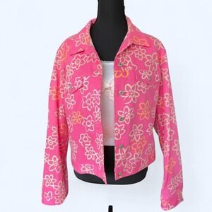David Brooks Y2K pink floral denim jacket